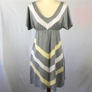 American Rag gray dress w/white & pale yellow stripes